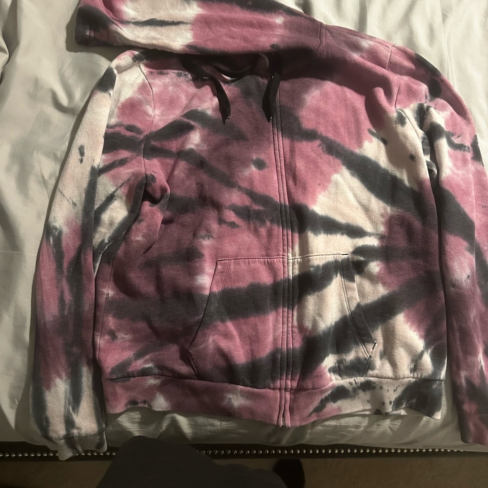 Pink sweatshirt with zipper and matching sweatpants sold as a set.